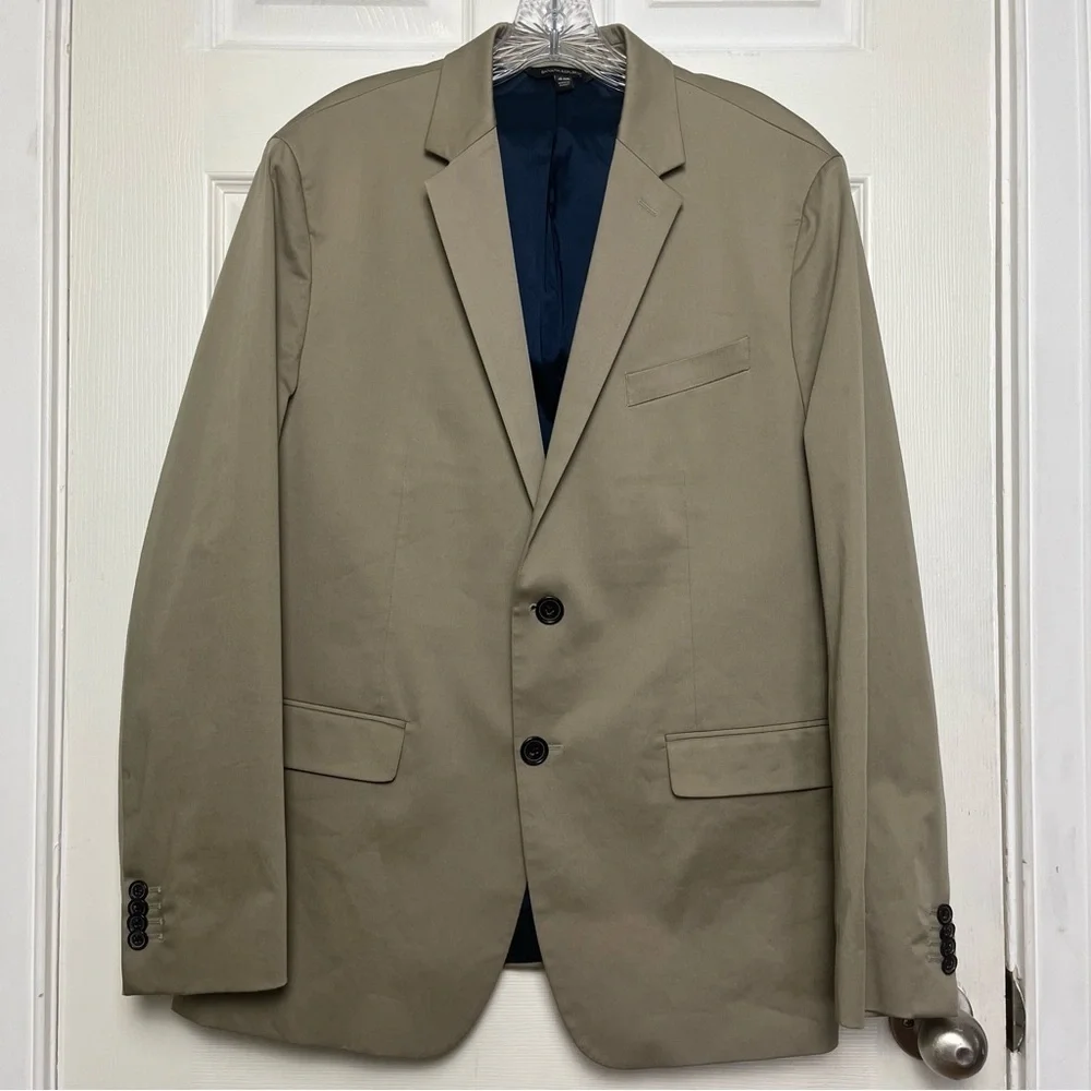 Banana Republic Sport Coat Blazer Cotton Khaki Tan Slim Fit Stretch Men’s 44R‎